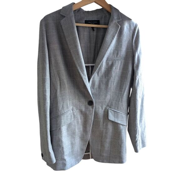 RAG & BONE Grey Andre checked 💯 wool blazer S - Picture 13 of 16